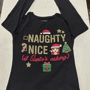 girls christmas black glittery shirt size medium
